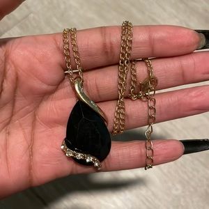 Gold and blue pendant necklace #41